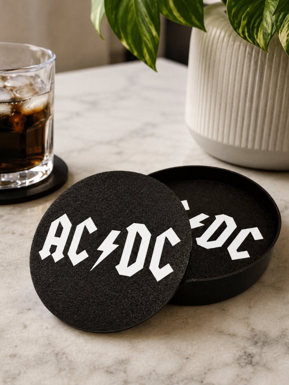 AC/DC 3D Printed Coasters Set – Rock Band Drink Coasters